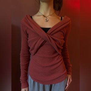 Free People maroon long sleeve top, worn once, size S